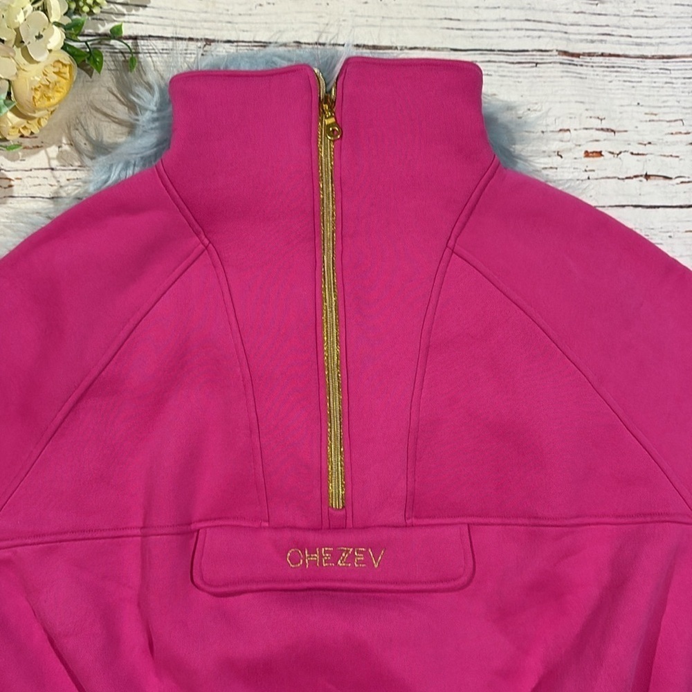 Chezev Kajiri Half-Zip Relaxed Sweatshirt Festival Fuchsia - Picture 5 of 9